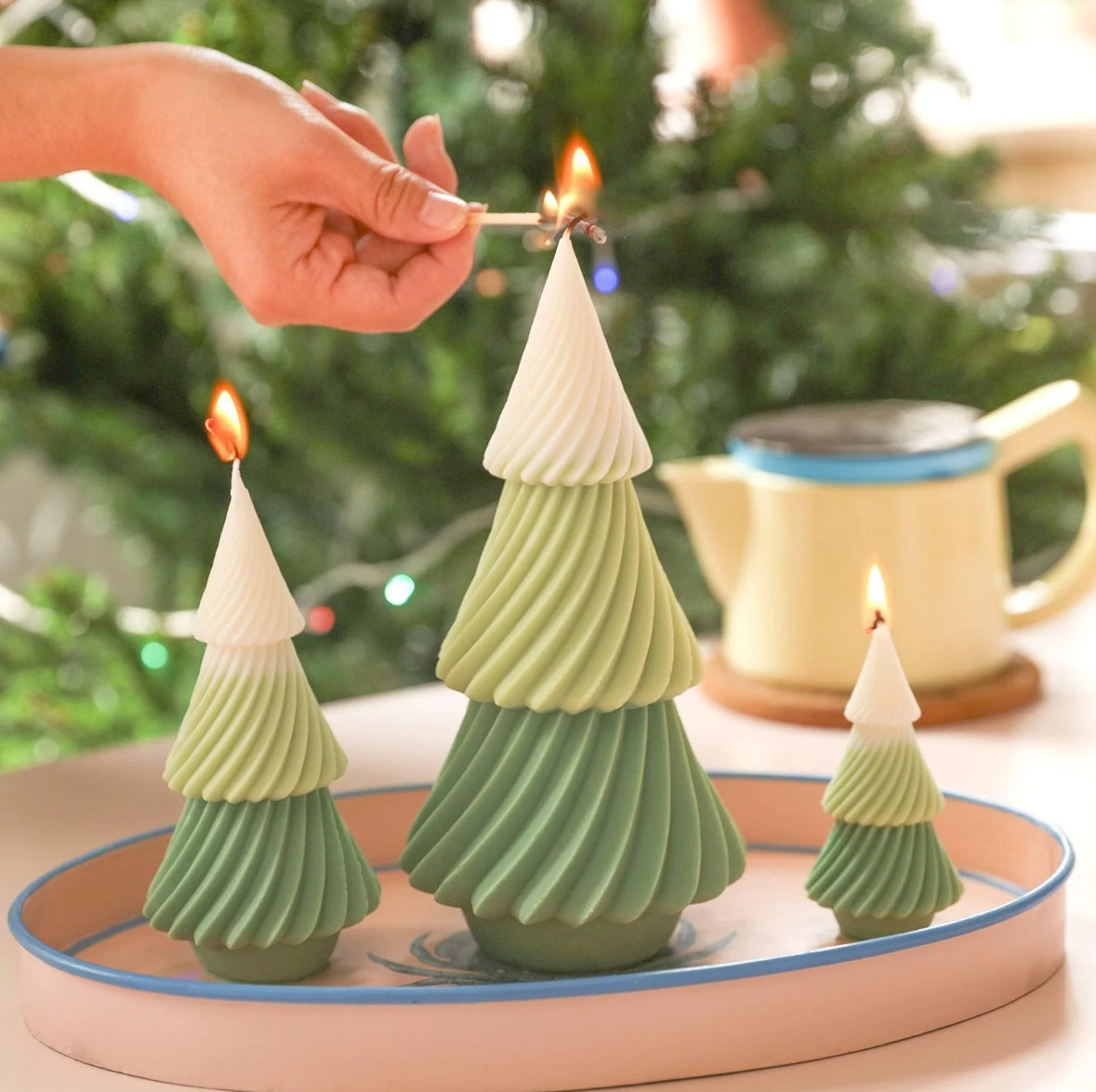 Customisable Christmas Tree Candle Set
