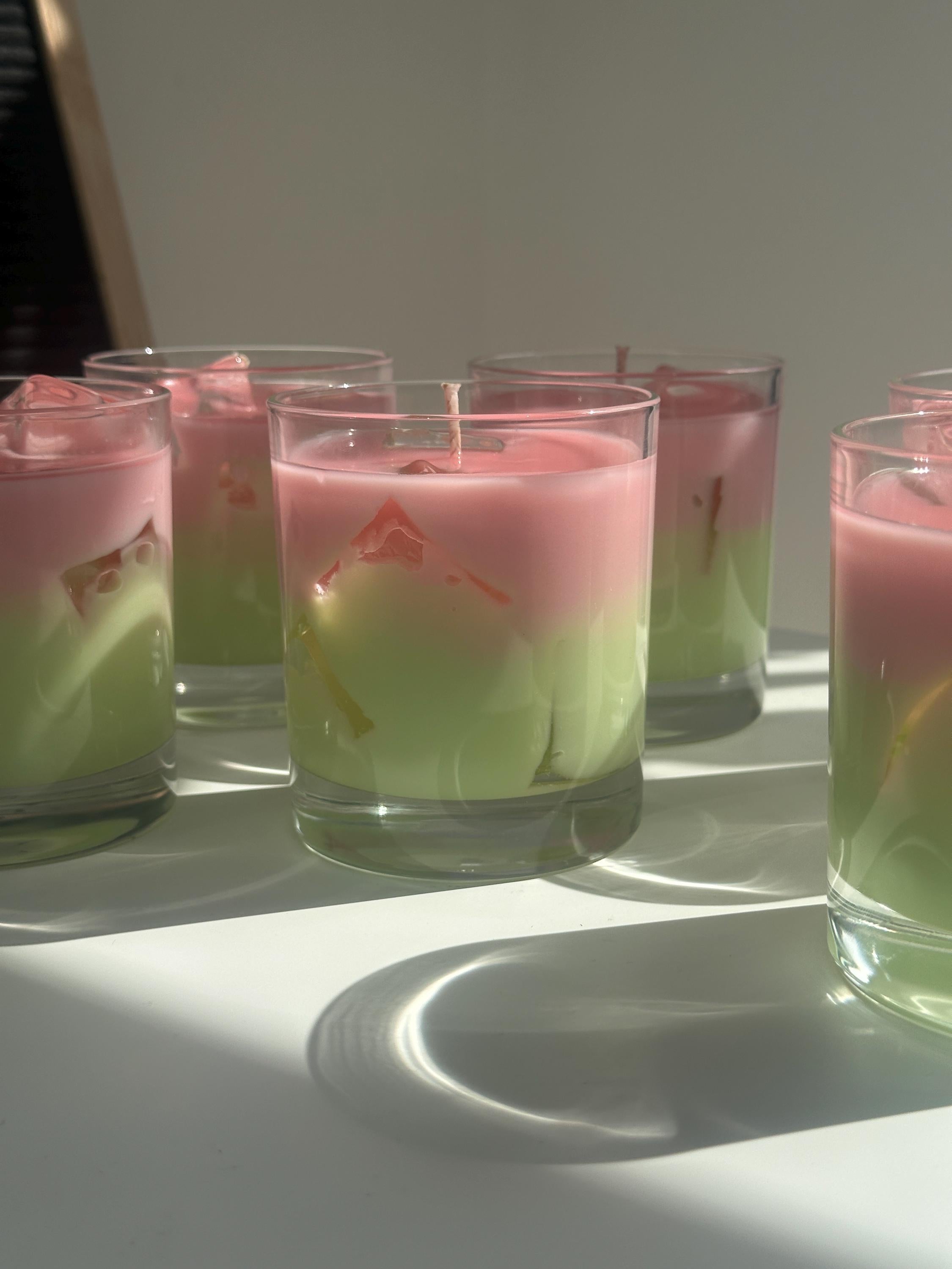 Iced Strawberry Vanilla Matcha Latte Candle